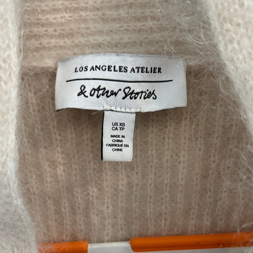 & Other Stories Cream Open-Front Ribbed Cardigan - Picture 2 of 3